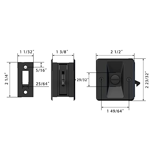 Kit de Herrajes con Cierre Suave para Puerta Corredera Pocket con Cerradura de Privacidad Negra, Fácil de Instalar para Puertas de 24" a 36" miniatura 5