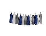 3 Pack 15 Pcs 14 inch Mixed White Navy Blue Grey Tissue Paper Tassels, Wedding Baby Shower Birthday...