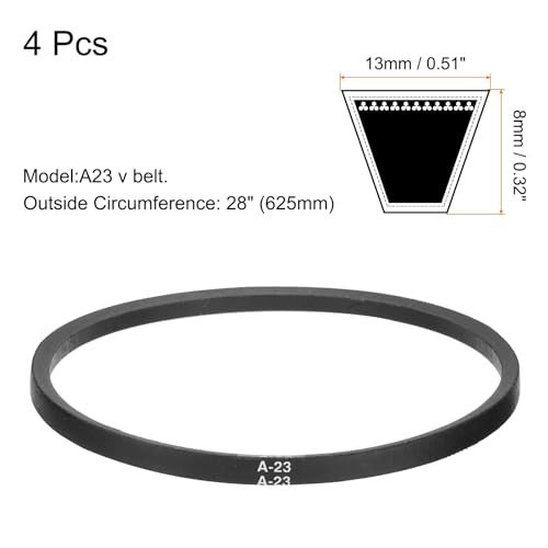 Image of uxcell 4pcs A23 or 4L250 Classic Wrapped Rubber V-Belt, 23.3 inch(585mm) Inside Circumference, A Profile V Belt