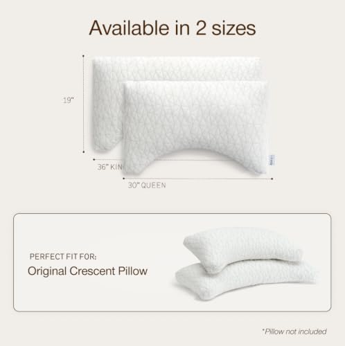 Image of Coop Home Goods Original Crescent Pillowcase, Queen Size Pillow Cover for Memory Foam Pillows, Ultra Soft, Wrinkle-Resistant & Breathable Cases with Zipper, Lulltra Fabric Shell for Bed Pillow