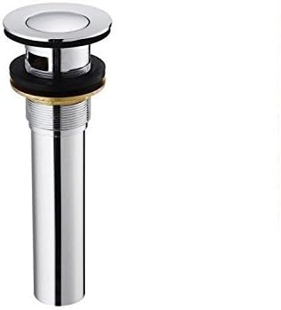 LANGPAI Brass Pop Up Drain With Overflow Push Down Flip Style Stopper Chrome Finish