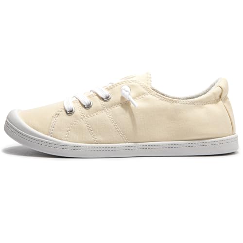 Image of Womens Slip On Shoes, Canvas Low Top Sneakers, Casual Classic Flat Shoes | Comfort Fashion Sneaker with Non Slip Rubber Outsole, Lightweight Tennis Shoes for Walking, Shopping, Picnic, Travel