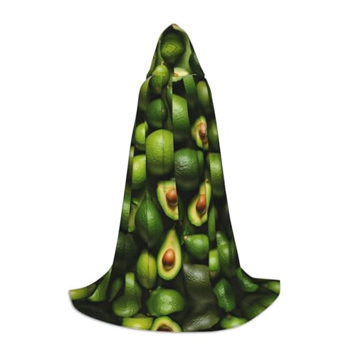WCXTHGFA Disfraz de Halloween con estampado de aguacate, capa medieval con capucha cómoda, para cosplay, fiestas y mucho más