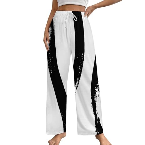 Pantalon de pyjama femme noir et blanc bas de nuit confortable taille S