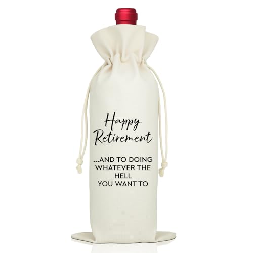 LAGZDFC Happy Retirement Wine Champagne Gifts Bag, Wine Wrap Bag, Going Away Present, Retirement Gifts for Retired Coworker Boss Doctor Leader HR, Farewell Leaving Congratulations Present For Friend