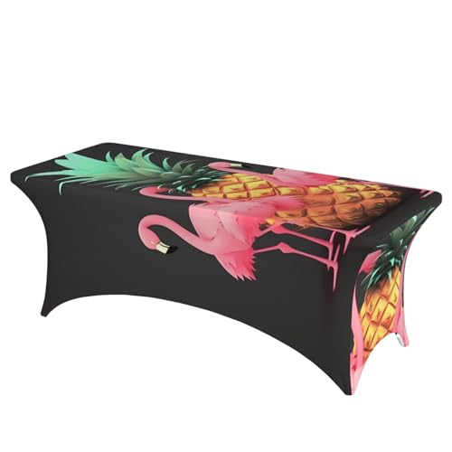 Nappe ananas et flamants roses lavable et extensible pour table de 1,8 m