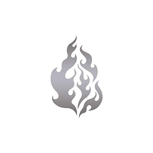 Image of Fire Flames Art - Vinyl Decal Sticker - 3.75 inch x 6 inch - Silver