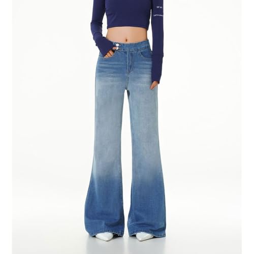 Women's Sweatpants Jeans Stretchy Mid Rise Wide Leg Flare Jeans Baggy Bell Bottom Denim Pants with Pockets2