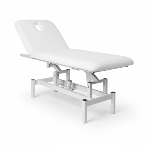 PLUS SANTE – Table d’Examen électrique FOBIA 2 Plans, Hauteur réglable par Moteur, Dossier inclinable, revêtement PU Facile à Nettoyer (Blanc, 65 cm (sans...