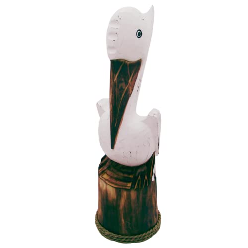 Figura decorativa Pelícano sentado madera 20 pulgadas miniatura 2