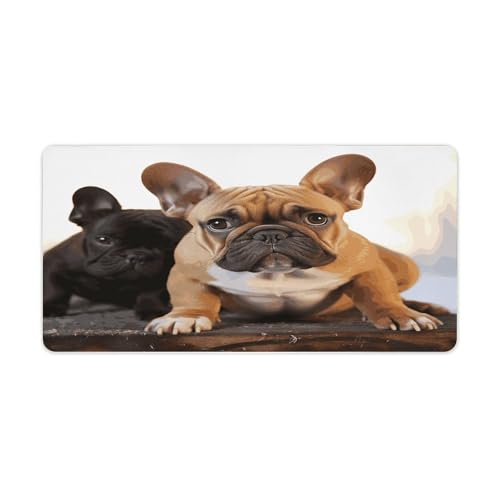 Alfombrilla para escritorio con diseño de Bulldog francés, antideslizante y grande