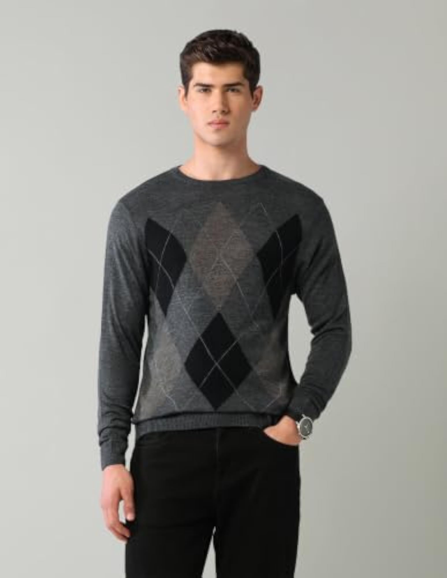 Patterned Weave Regular Fit Acrylic Long Sleeve Casual Sweater