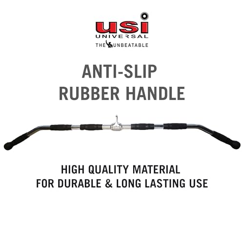 Image of USI Universal Cable Machine Attachment LAT Pulldown Attachments Home Gym Triceps Pull Down Attachment Cable Machine Equipments for Home Gym (Silver- LAT Bar Big)