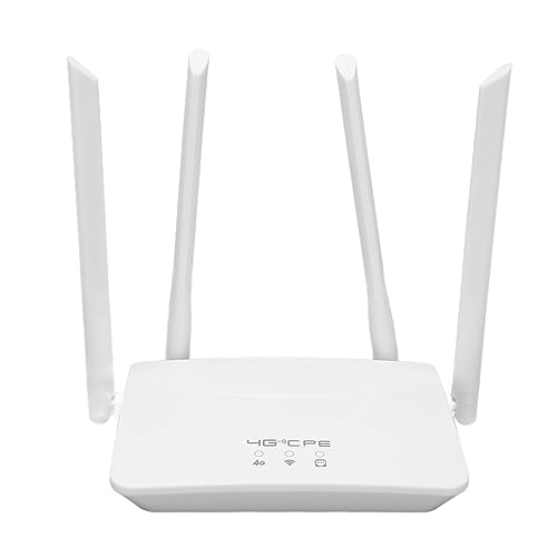 Vikye Enrutador 4G LTE con Ranura para Tarjeta Sim, Módem 4G LTE de 300 Mbps con 4 Antenas de Alta Ganancia, Enrutador Inalámbrico 4G Desbloqueado, Compatible con 20 Usuarios (Enchufe