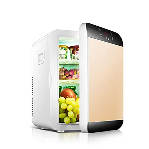 ZOUTACHENG Mini Portable Fridge/Small Cosmetic Fridge, Led Panel with Hot and Cold Settings, Suitable for Make-up and Skin Care Car Bar Room (12v / 100-240v) Silent Fridge, Gold, 25l LCD