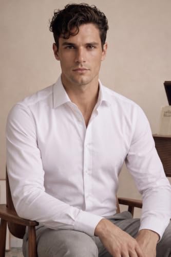 Image of Louis Philippe Men's Slim Fit Bamboo Blend Sustainable Stretch Young Formal Shirt