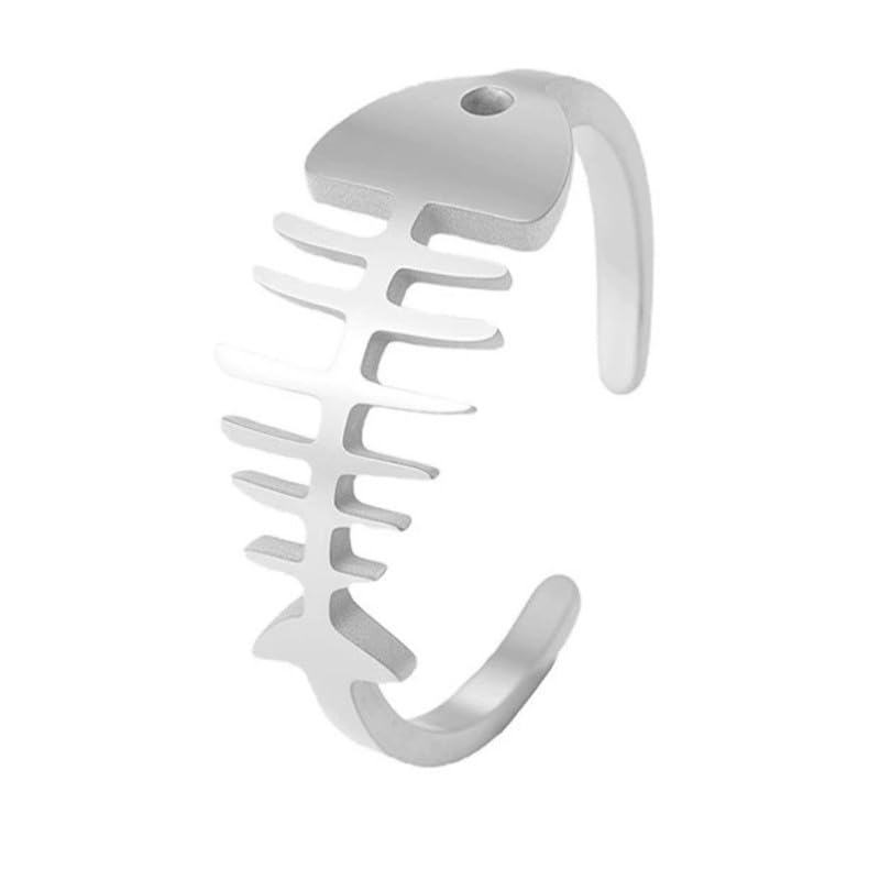 Fish Bone Ring For Women Stainless Steel Adjustable Shiny Finish Minimal Finger Jewelry-image-14