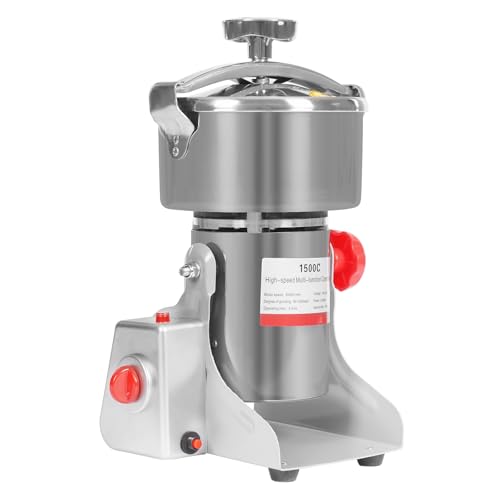 Ahulin Grain Mill Grinder Electric 1500g Commercial Spice Grinder 4100W Stainless Steel Pulverizer Dry Grinding Machine,Intelligent Timing Grist Mill for Wheat Corn Rice Pepper Herbs Coffee Beans
