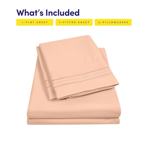 Image of 1500 Supreme Collection King Sheet Sets Peach - Luxury Hotel Bed Sheets and Pillowcase Set for King Mattress - Extra Soft, Elastic Corner Straps, Deep Pocket Sheets, King Peach
