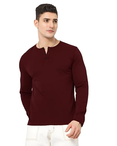 Image of LAZYCHUNKS Luxury Men's Full Sleeve Henley T-Shirt - Soft, Breathable, Stylish (Men's Henley T-Shirt), Great for Party and Casual wear