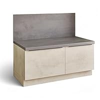 Stella Trading Sanibel Moderner Küchenunterschrank in Chromix Weiß, Chromix Anthrazit FSC-Zertifiziert - Geräumiger Unterschrank Küche mit Sitzgelegenheit - 110 x 94 x 60 cm (B/H/T)