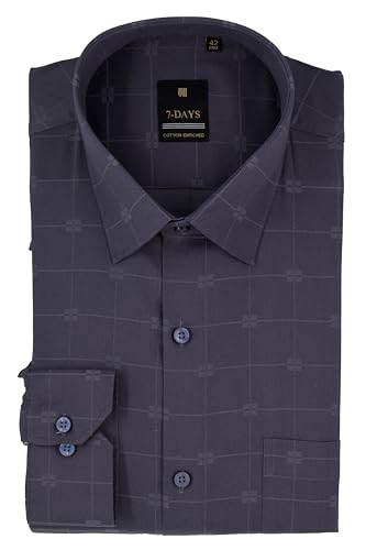 Image of 7-DAYS Premium Men's Formal Shirts - Cotton, Self-Design, Full Sleeve, Regular Fit, with Pocket, Stylish Office Shirts for Men