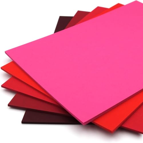 Hawksbill A4 Red Card 220gsm 60 Sheets 5 Shades of Red Premium Coloured Cardstock for Arts Crafts Scrapbooking & Cutting Machines