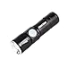 Réglable Zoom Focus 3000Lm Led Mini Usb Lampe De Poche Rechargeable Portable En Alliage D'Aluminium En Caoutchouc Étanche Interrupteur Torche Noir B Forte Et Durable Élégant et populaire