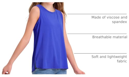 Image of KEREDA Girls Tank Tops Flowy Loose Fit Sleeveless Shirts Summer Tunic Tops