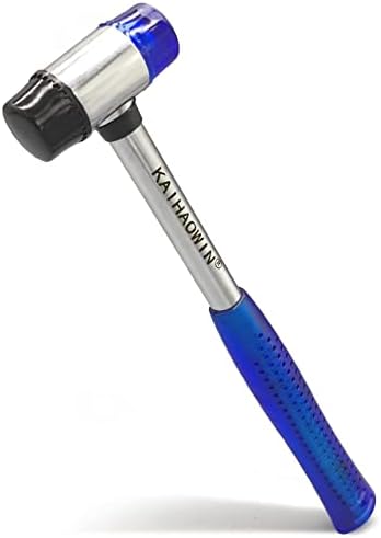 Rubber Mallet Hammer, KAIHAOWIN Small Rubber Mallet Rubber Mallet with Ergonomic Shaped Anti-Slip Handle for Jewelry Leather Crafts Woodworking… (25mm Blue Upgraded Version)