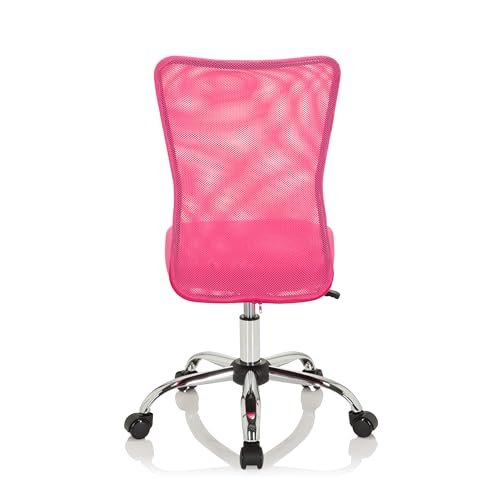 Miniatura 6 de Hjh Office 691017 Silla Giratoria Para Niños Kiddy Net I Tejido De Malla, Silla De Escritorio Juvenil, Ajustable En Altura, Rosa