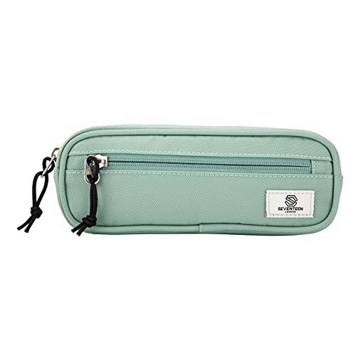SEVENTEEN LONDON – Modern Urban Pastel Green 'Mitcham' Pencil Case in a Classic Slim Simple Design – Perfect for School
