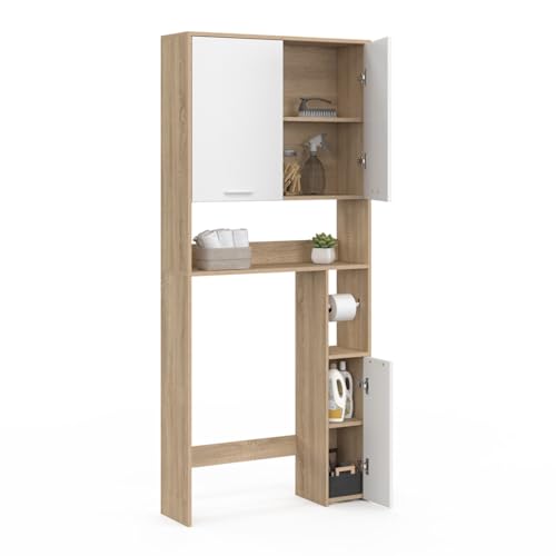 Meuble étagère dessus WC WALLIS bois façon hêtre et - vue 6