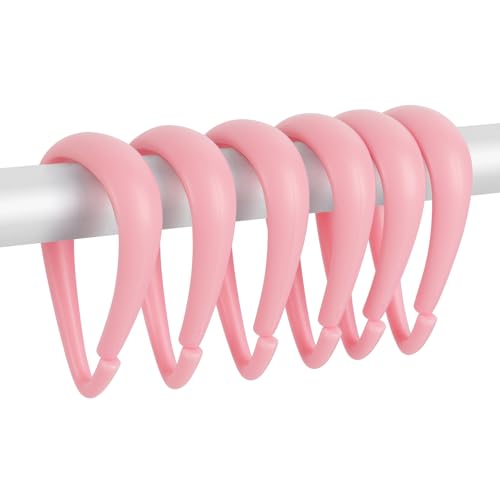 Top-spring Pink Shower Curtain Hooks 12Pcs Drop Shaped Hooks for Shower