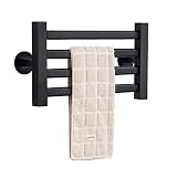 Calentadores de Toallas 4 Bar Toalleros eléctricos con calefacción Estante Montaje en Pared Riel de Secado para el hogar Baño Calefacción a Temperatura Constante Negro
