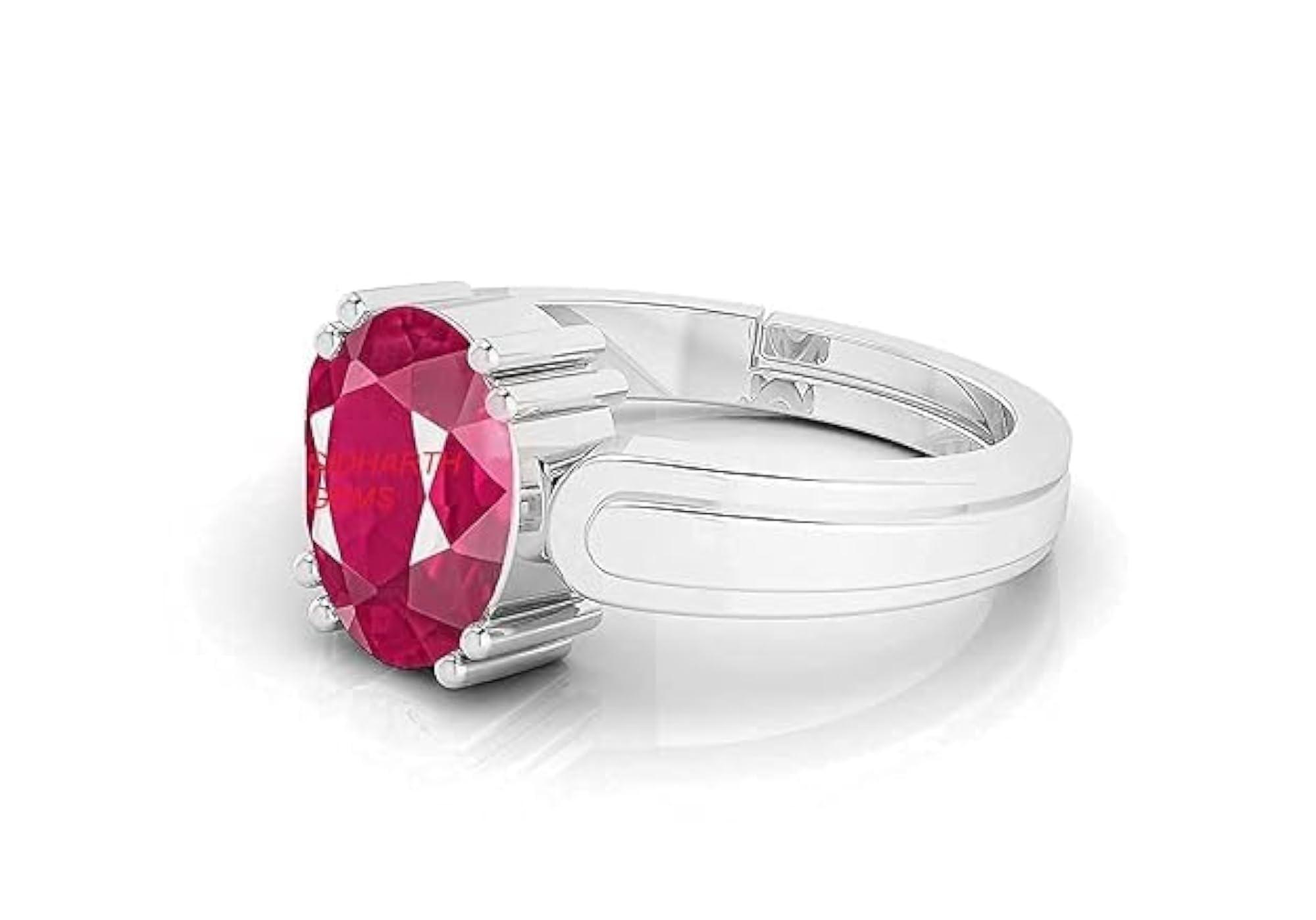 Silver Plated Natural Ruby Gemstone Solitaire Ring
