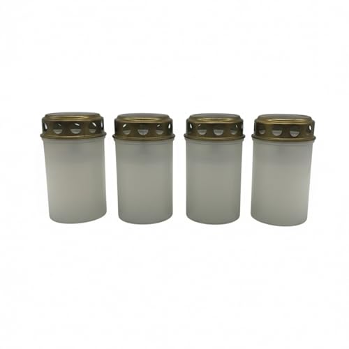 Relaxdays LED Grablicht, 4er Set, flackernde Flamme, batteriebetrieben, wetterfest, Kunststoff, Grabkerze Friedhof, weiß