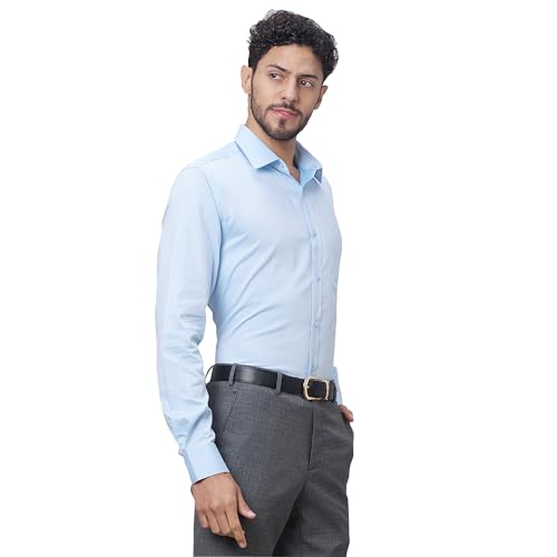 Image of Raymond Slim Fit Pure Cotton Structure Pattern Semi Cut Away Collar Formal Shirt