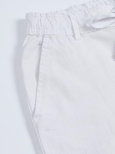 Shasmi Men's White Cotton Linen Relaxed Fit Trouser - Image 8