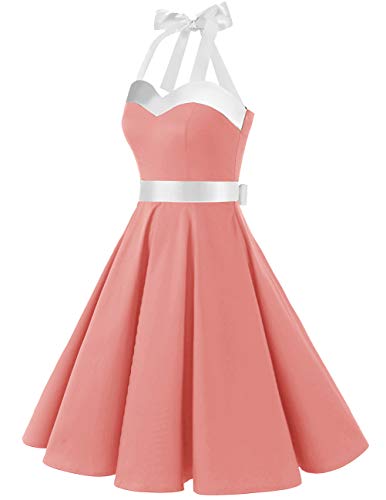 Image of DRESSTELLS Women's Vintage 1950s Cocktail Dress, Retro Tea Party Halter Swing Dresses