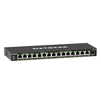 NETGEAR GS316EPP Switch 16 Port Gigabit Ethernet LAN PoE Switch Plus (mit 15x PoE+ 231W & 1x SFP, Managed Netzwerk Switch mit IGMP Snooping, QoS, VLAN, lüfterlos), schwarz – Ansicht 1
