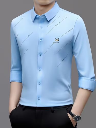 Image of IndoPrimo Men's Premium Satin Shirt for Party, Formal & Casual Wear - Stylish Designer Full Sleeve Shirt for Men