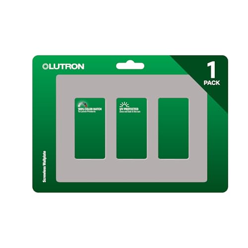 Image of Lutron Claro Light Switch Cover Plate, 3 Gang Wallplate, for Decorator Light Switches, Rocker Light Switch Cover, Outlet Cover, Screwless Switch Plate Cover, Gloss, CW-3-GR, Gray