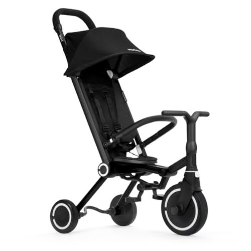smarTrike Wind Faltbares Dreirad & Buggy (9 Monate – 3 Jahre) – Kompaktes Reisedreirad, Carry-on Zugelassen, Patentierte Einhandlenkung, Leicht mit Stoßdämpfern – Schwarz