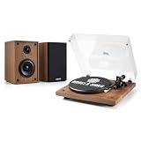ANGELS HORN Pacchetto Giradischi Vinile Bluetooth e Diffusori Bluetooth, Sistema Hi-Fi con Diffusori da Scaffale da 60 W