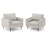 COSTWAY 1 Sitzer Sofa 2Set, Klein Couch Sofa, inkl. abnehmbares Kissen, verschiedenen Kombinationen, mittelalterliche & Moderne Stil (Hellgrau)