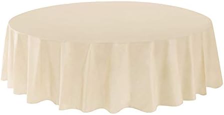 allgala Paquete de 12 manteles desechables de plástico de alta calidad, peso medio, paquete de 12 manteles redondos de 84 pulgadas, marfil TC58522