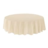 allgala 6-Pack Premium Plastic Table Cover Medium Weight Disposable Tablecloth-6PK Round 84"-Ivory-T