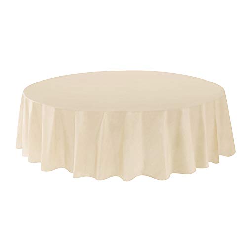 Allgala 6-Pack Premium Plastic Table Cover Medium Weight Disposable Tablecloth-6Pk Round 84"-Ivory-Tc58622 #TOP14