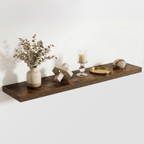 Image of Acovy 10 inch Extra Deep Floating Shelves for Wall, 48 inch Long Wood Wall Shelves Set of 1 for Bathroom Bedroom Kitchen Living Room Laundry Room, Modern Floating Shelf for Home Decor